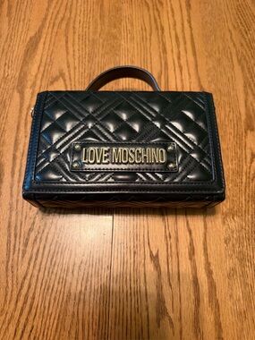 Love Moschino Black Quilted Top-Handle Crossbody Purse